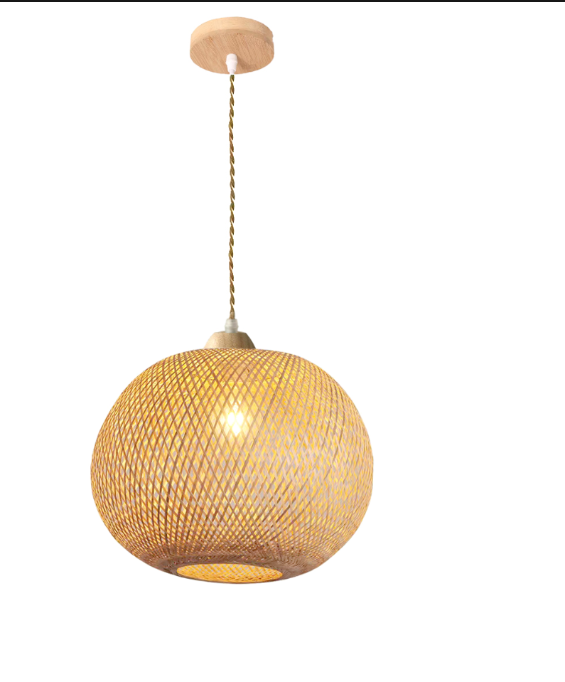 Lúminaria Pendente Rattan de Palha Nova Guine Detalhes